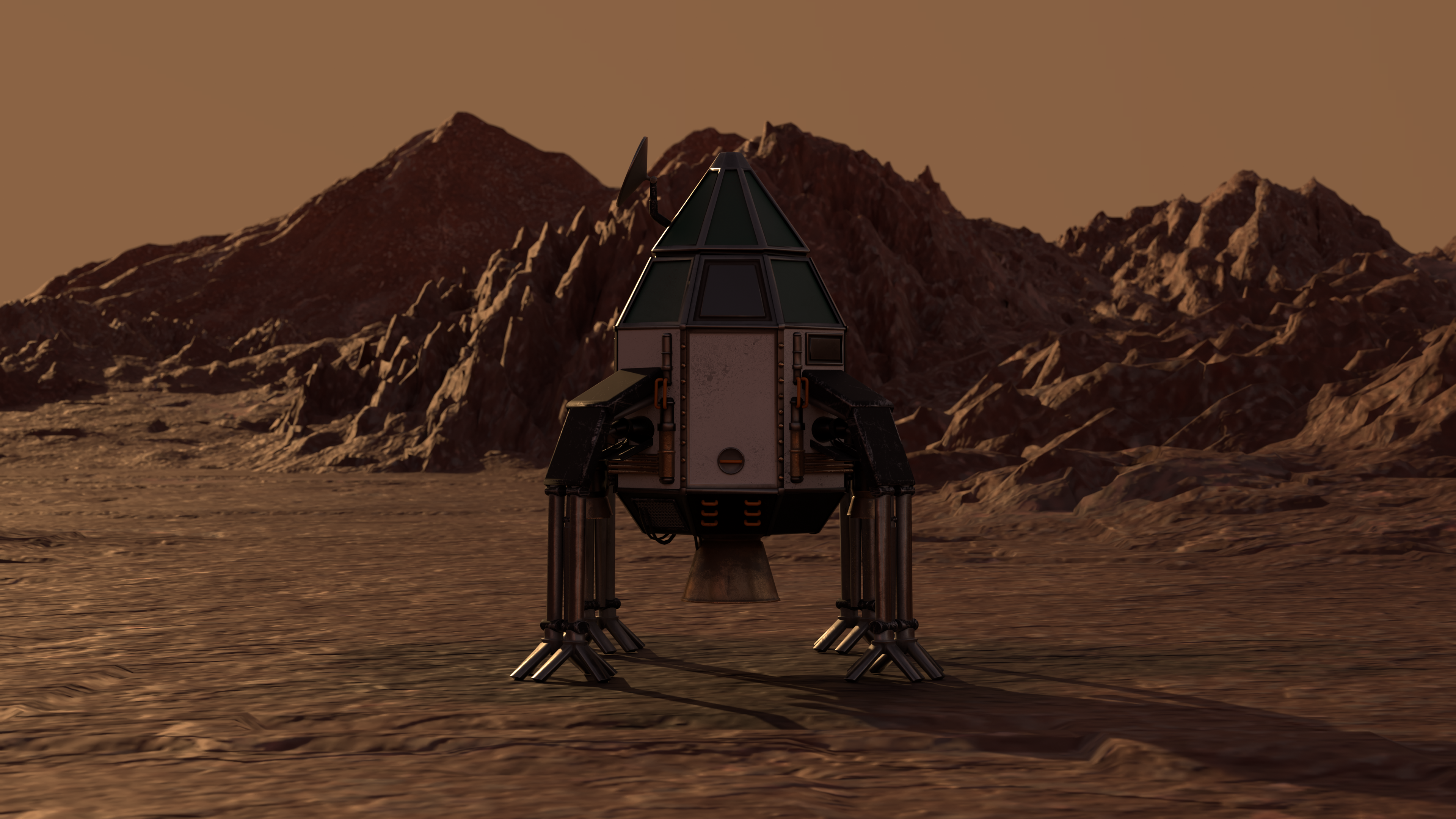 Illustrative game concept: a lone traveler in a monumental canyon.